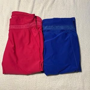 Bundle of 2 T by Talbots Workout Crops 18.5” Inseam, Size LP, Blue/Pink